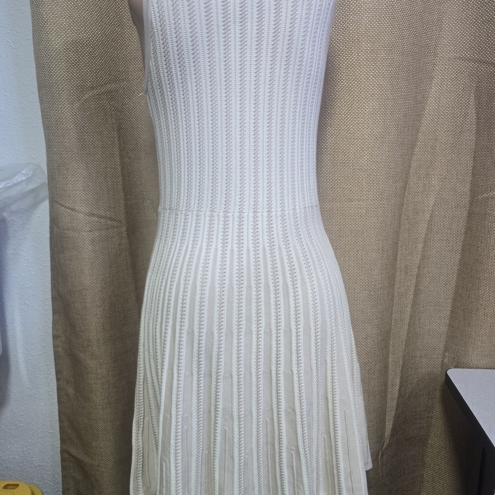 Lands' End Cream Textured Midi Dress - Picture 9 of 15